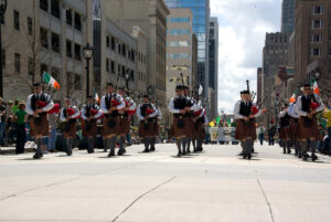 Photo of people walking in the St. Patrick's Day parade